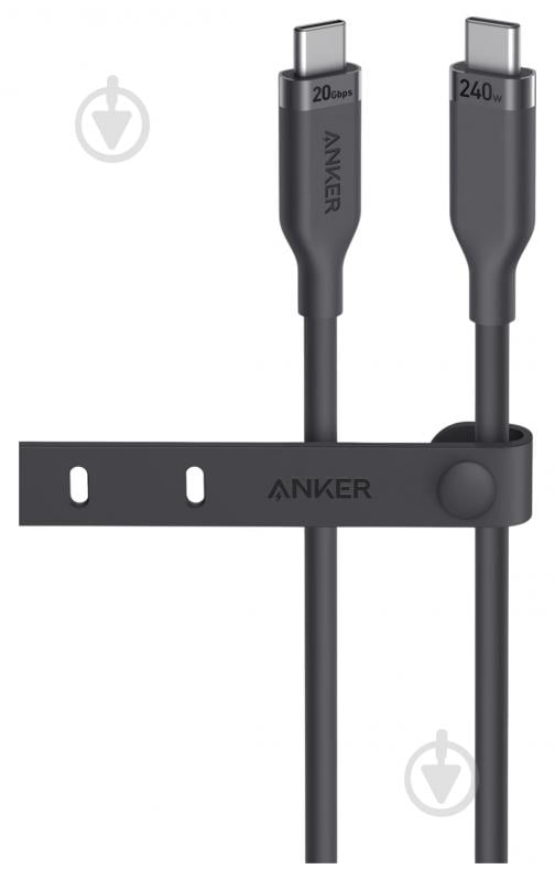 Кабель Anker USB-C to USB-C — 240W 20 Gbps 4K Video Tranfer Bio-Nylon 0,9 м чорний (A80N1H11) - фото 1