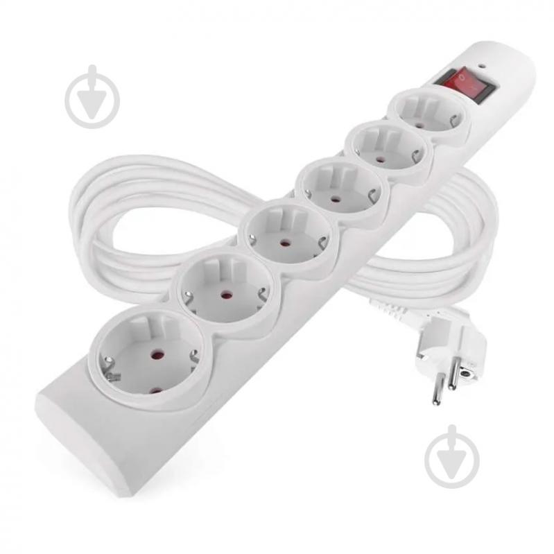 Сетевой фильтр Emos 10 A 2300 Вт с заземлением 6 гн. белый 5 м P54217 - фото 1