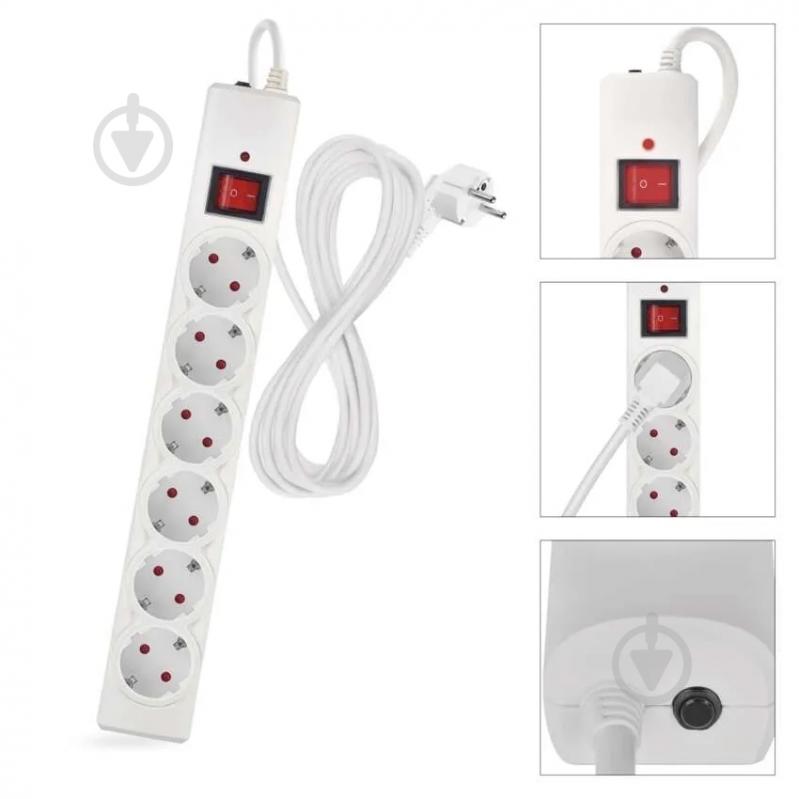 Сетевой фильтр Emos 10 A 2300 Вт с заземлением 6 гн. белый 5 м P54217 - фото 11