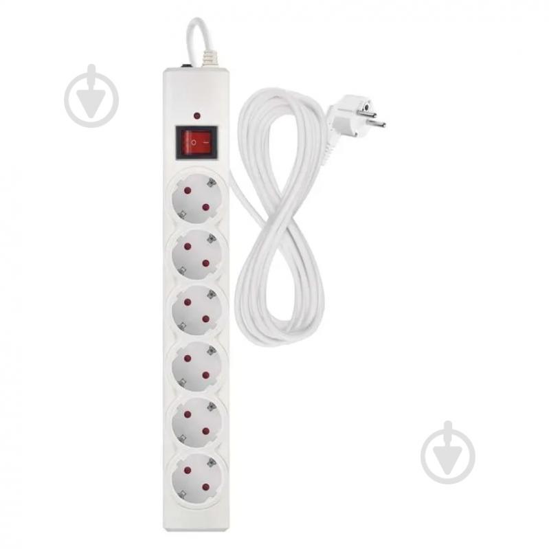 Сетевой фильтр Emos 10 A 2300 Вт с заземлением 6 гн. белый 5 м P54217 - фото 2