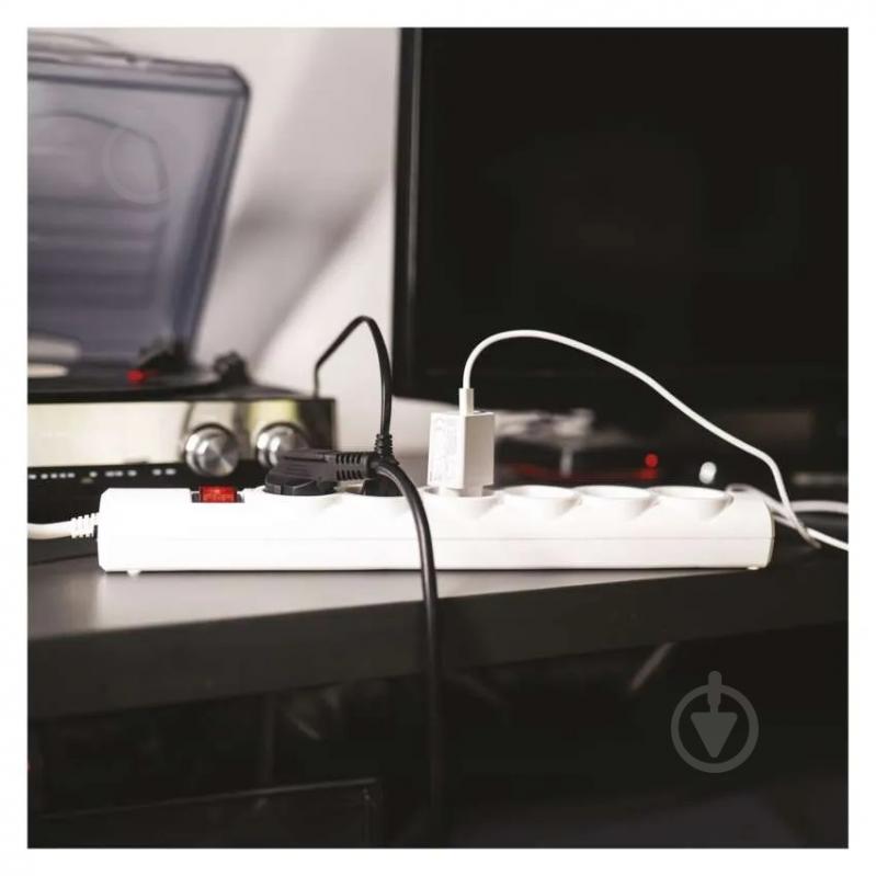 Сетевой фильтр Emos 10 A 2300 Вт с заземлением 6 гн. белый 5 м P54217 - фото 10