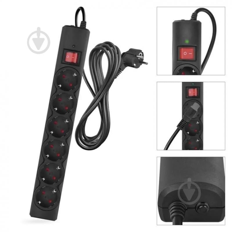 Мережевий фільтр Emos 10 A 2300 Вт із заземленням 6 гн. чорний 3 м P54219 - фото 11 Мережевий фільтр Emos 10 A 2300 Вт із заземленням 6 гн. чорний 3 м P54219 - фото 11