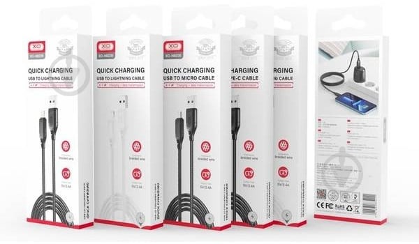 Кабель Xo NB235 Zebra Series Braided USB-A to Type-C 1 м черный (NB235_C_Black) - фото 4