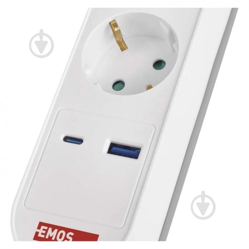 Удлинитель Emos 16 A 3680 Вт 1хUSB-A 1хUSB-C с заземлением 5 гн. белый 3 м P1523FC - фото 12 Удлинитель Emos 16 A 3680 Вт 1хUSB-A 1хUSB-C с заземлением 5 гн. белый 3 м P1523FC - фото 12