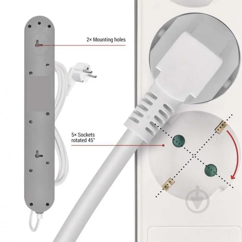 Удлинитель Emos 16 A 3680 Вт 1хUSB-A 1хUSB-C с заземлением 5 гн. белый 3 м P1523FC - фото 4 Удлинитель Emos 16 A 3680 Вт 1хUSB-A 1хUSB-C с заземлением 5 гн. белый 3 м P1523FC - фото 4