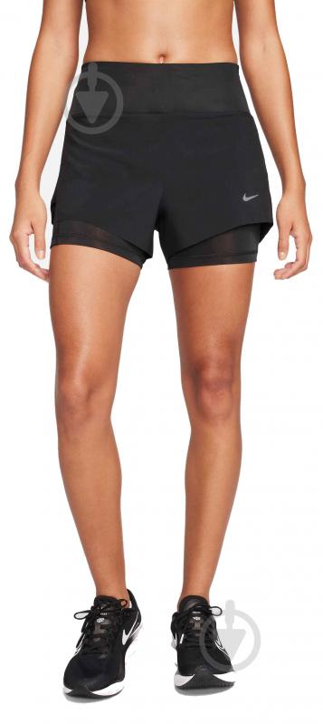 Шорти Nike W NK SWIFT DF MR 3IN 2N1 SHORT DX1029-010 р. XS чорний - фото 1