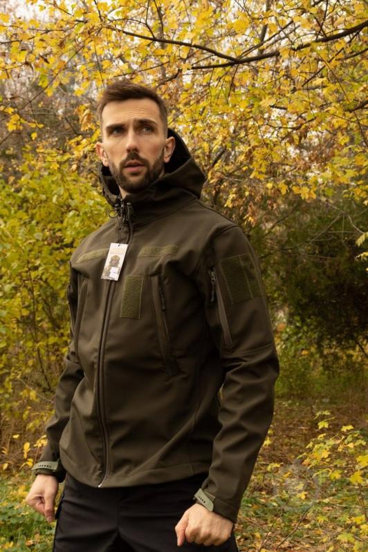 Куртка чоловіча демісезонна LOGOS-Tac тактична "Softshell" тепла, під шеврон 04-07-00-0012 р.4XL хакі - фото 3