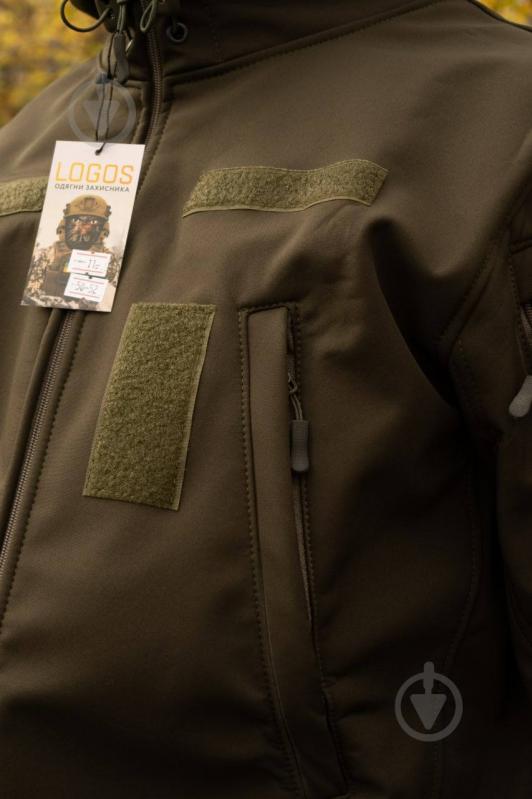 Куртка чоловіча демісезонна LOGOS-Tac тактична "Softshell" тепла, під шеврон 04-07-00-0012 р.4XL хакі - фото 4