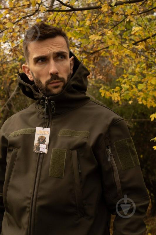 Куртка чоловіча демісезонна LOGOS-Tac тактична "Softshell" тепла, під шеврон 04-07-00-0012 р.4XL хакі - фото 2