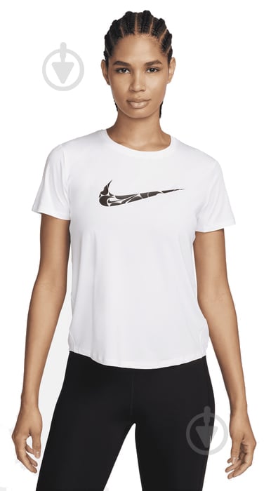 Футболка Nike W NK ONE SWSH HBR DF SS TOP FN2618-100 р.S белый - фото 1