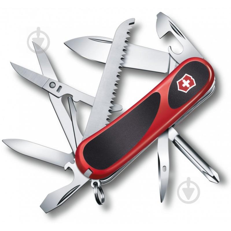 Ніж швейцарський Victorinox Delemont EvoGrip 18 red/black 2.4913.C - фото 1