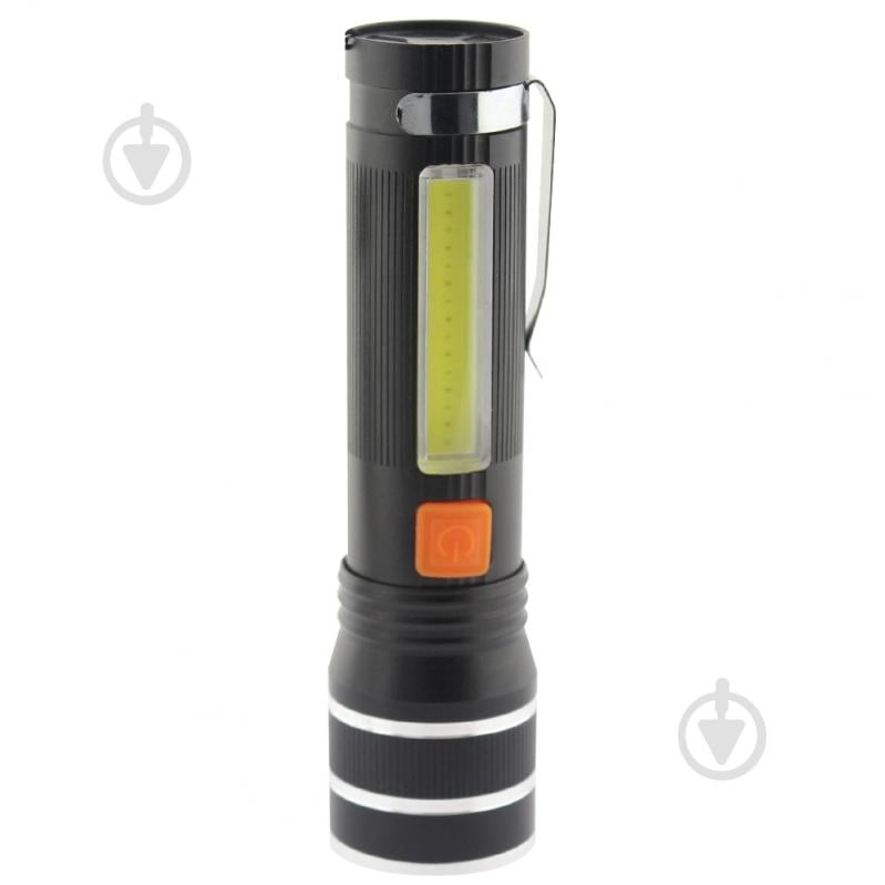 Ліхтарик акумуляторний Quantum QM-FL1032 Helper 10W LED zoom + COB з USB чорний - фото 1