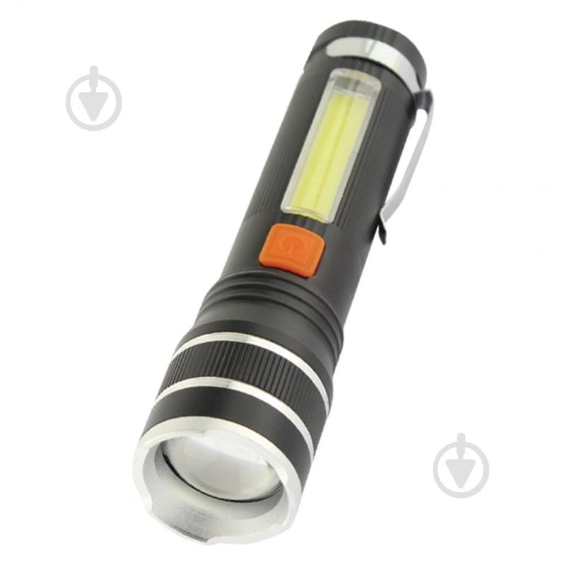 Ліхтарик акумуляторний Quantum QM-FL1032 Helper 10W LED zoom + COB з USB чорний - фото 2