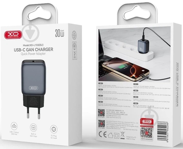 Сетевое зарядное устройство Xo L155 30W PD Single port USB-C (L155_Black) - фото 4 Сетевое зарядное устройство Xo L155 30W PD Single port USB-C (L155_Black) - фото 4