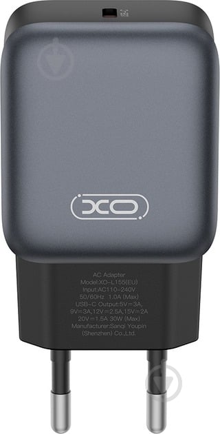 Сетевое зарядное устройство Xo L155 30W PD Single port USB-C (L155_Black) - фото 1 Сетевое зарядное устройство Xo L155 30W PD Single port USB-C (L155_Black) - фото 1