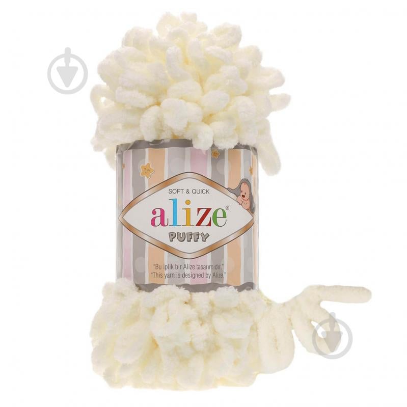 Пряжа для вязания Alize Puffy №62 молочный 549 - фото 1