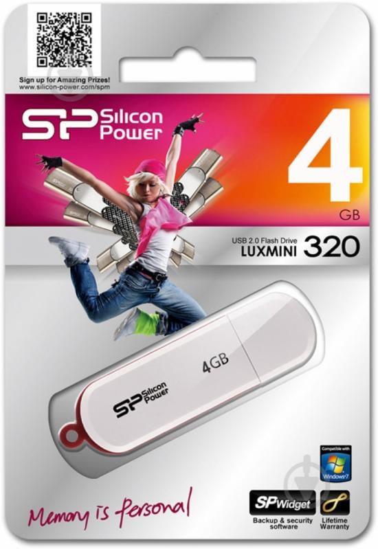 Флеш-пам'ять USB Silicon Power LUX mini 320 4 ГБ USB 2.0 white (SP004GBUF2320V1W) - фото 2