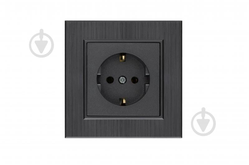 Механізм розетки із заземленням Makel Karea IP20 димчастий 57050028 - фото 1