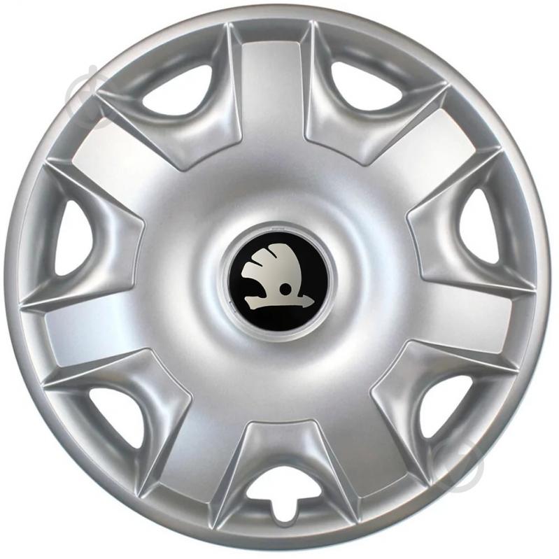 Ковпак для коліс SKS SJS Skoda 301 (logo gray) R15" 4 шт. срібний - фото 1