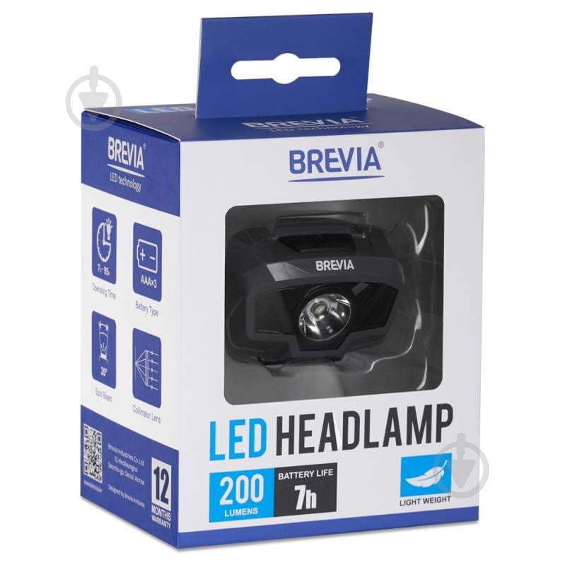 Ліхтар налобний Brevia 3 MODES + FLASH 200 Lm [019] Black 14200FAX1 - фото 2