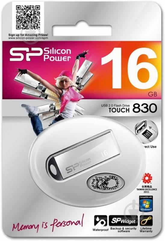 Флеш-пам'ять USB Silicon Power Touch 830 16 ГБ USB 2.0 silver (SP016GBUF2830V1S) - фото 2