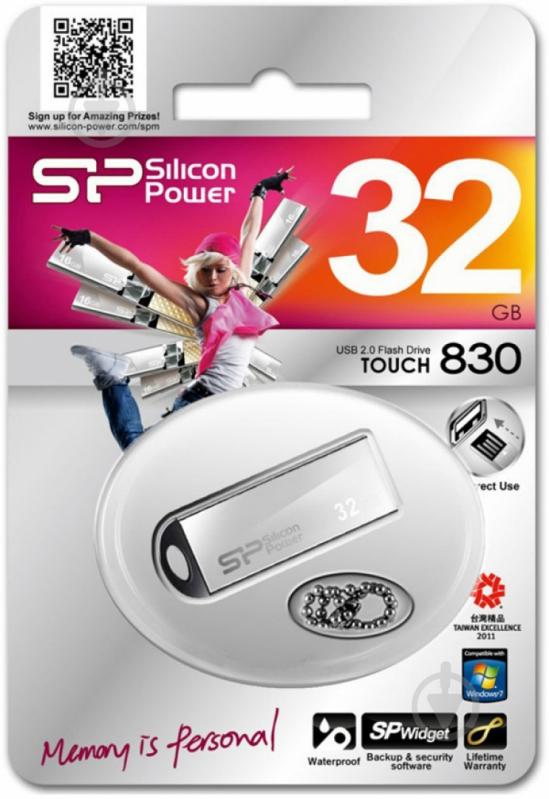 Флеш-память USB Silicon Power Touch 830 32 ГБ USB 2.0 silver (SP032GBUF2830V1S) - фото 2