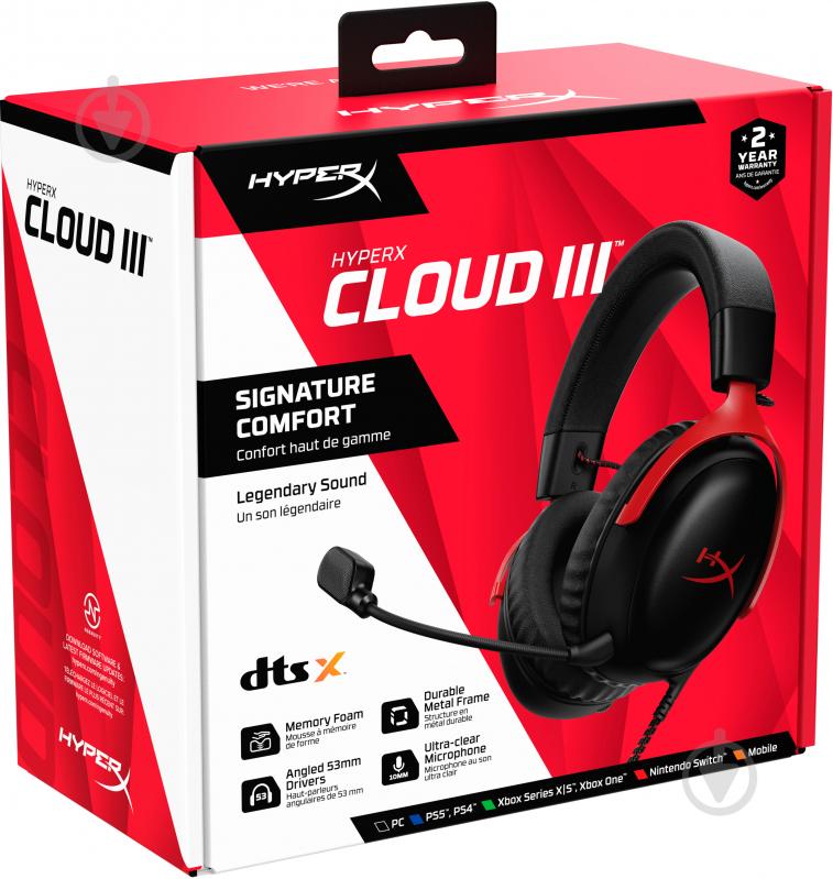 Гарнітура HyperX Cloud III black-red (727A9AA) - фото 9