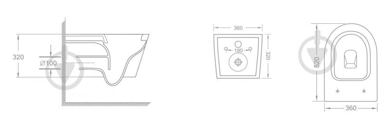 Унитаз подвесной Imprese BLATNA N Rimless 52*36*36см, сидіння Duroplast slow-closing - фото 4