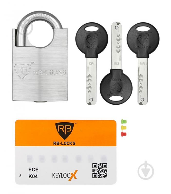 Замок навесной RB-LOCKS G550P KEYLOCX K04 3KEY полузакрытый (амбарный) - фото 5