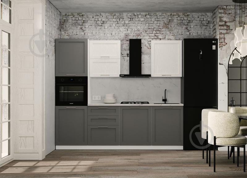 Кухня модульна ROKO Руна пряма МДФ 2,4×2,4м альбіон структура сімпл/лід сімпл/білий - фото 1 Кухня модульна ROKO Руна пряма МДФ 2,4×2,4м альбіон структура сімпл/лід сімпл/білий - фото 1