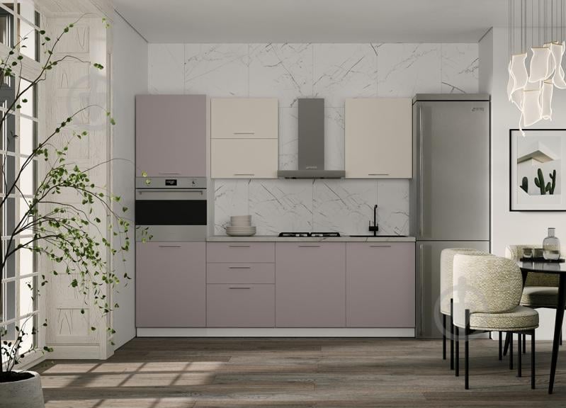 Кухня модульна ROKO Руна пряма МДФ 2,4×2,4м меланж/мокко матовий/білий - фото 1