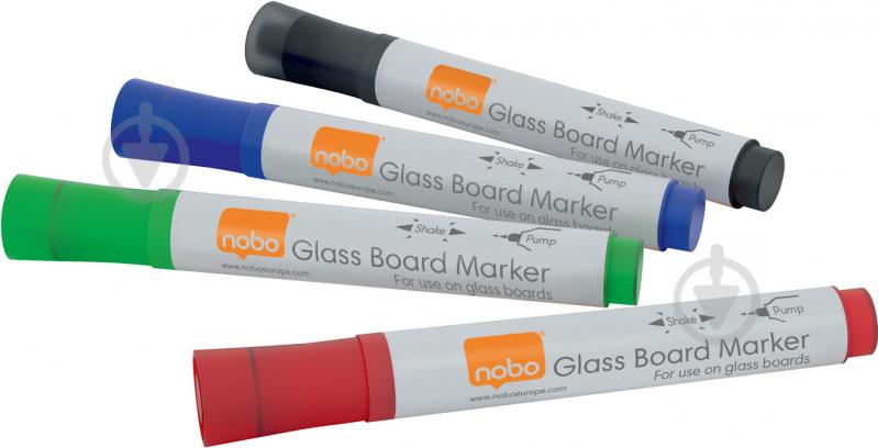 Набір маркерів Nobo Glass Whiteboard Marker 4 шт. різнокольоровий 1905324 - фото 1