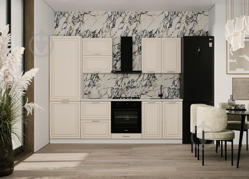 Кухня модульна ROKO Марсель пряма МДФ 2,6×2,6м слонова кістка/білий - фото 1 Кухня модульна ROKO Марсель пряма МДФ 2,6×2,6м слонова кістка/білий - фото 1