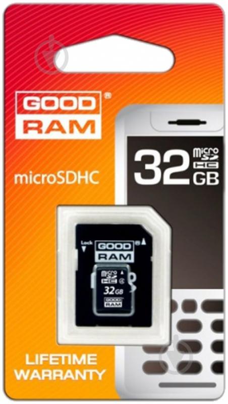 Карта памяти Goodram microSDHC 32GB Class 4 + adapter (SDU32GHCAGRR10) - фото 1