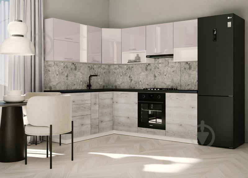 Кухня модульная ROKO Руна прямая МДФ / ДСП 1,8×1,8м латте глянец/дуб полярный/белый - фото 1 Кухня модульная ROKO Руна прямая МДФ / ДСП 1,8×1,8м латте глянец/дуб полярный/белый - фото 1