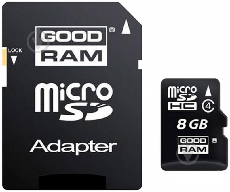 Карта пам'яті Goodram microSDHC 8GB Class 4 + adapter (SDU8GHCAGRR10) - фото 1