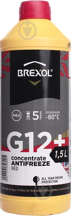 Антифриз Brexol Red Concentrate G12+ (-80C) (antf-026) 1,5 кг красный - фото 1