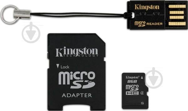 Карта пам'яті Kingston microSDHC 8GB Class 4 + SD adapter + USB кардрідер (MBLY4G2/8GB) - фото 2