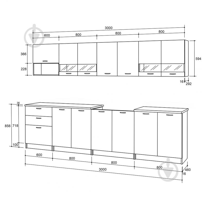 Кухня ROKO Фрея ДСП 3м сірий/білий - фото 3 Кухня ROKO Фрея ДСП 3м сірий/білий - фото 3
