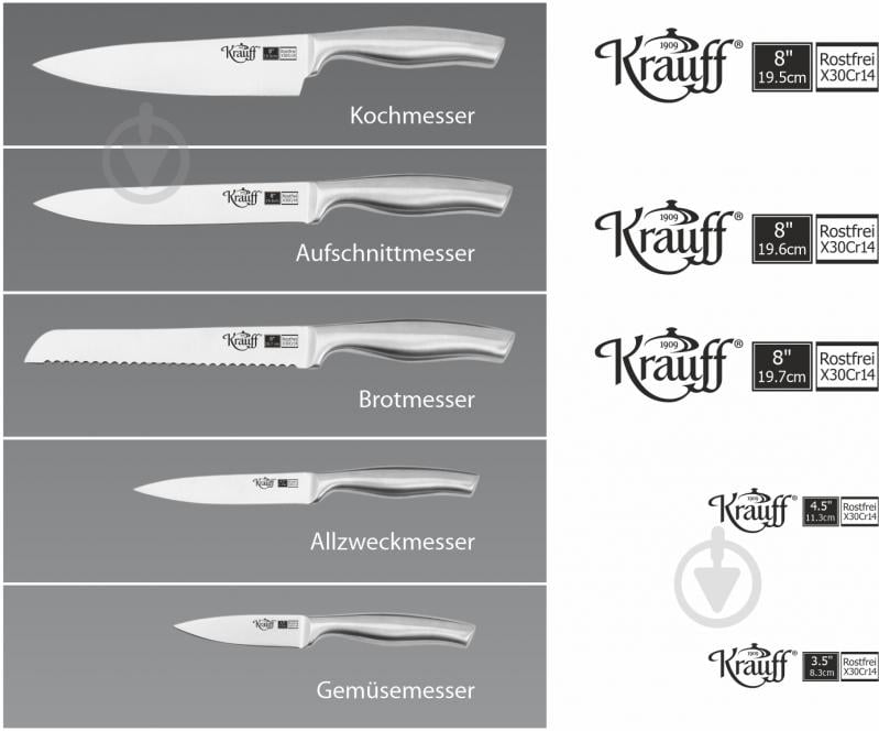 Набор ножей на подставке 7 предметов (с доской для нарезки) Wikinger 29-305-014 Krauff - фото 4