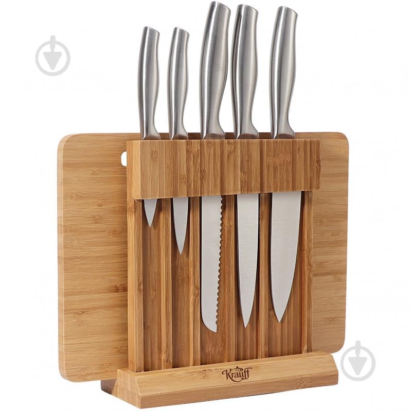 Набір ножів на підставці 7 предметів (з дошкою для нарізання) Wikinger 29-305-014 Krauff - фото 1