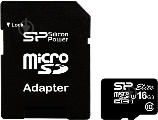 Карта пам'яті Silicon Power microSDHC 16GB Class 10 UHS-I Elite + SD adapter (SP016GBSTHBU1V10SP) - фото 1