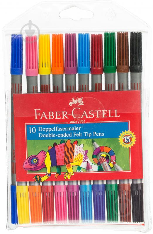 Набор фломастеров Fibre-tip двусторонний 10 шт. 151110 Faber-Castell - фото 1