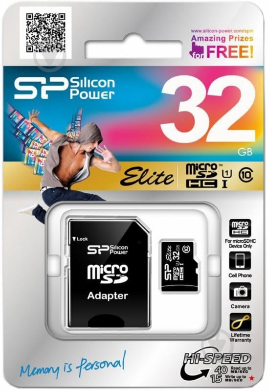 Карта пам'яті Silicon Power microSDHC 32GB Class 10 UHS-I Elite + SD adapter (SP032GBSTHBU1V10SP) - фото 2