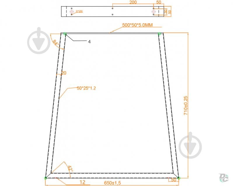 Опора для стола DC 710x650 мм трапециевидная черная Loft 2 шт. - фото 2