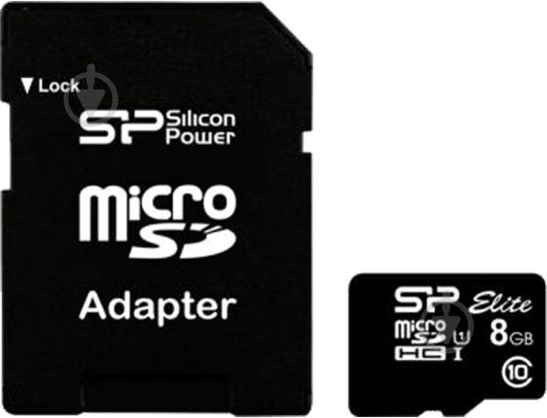 Карта памяти Silicon Power miсroSDHC 8 ГБ UHS Speed Class 1 (U1) + SD adapter (SP008GBSTHBU1V10SP) - фото 1