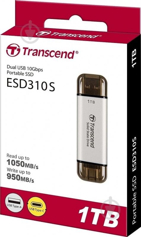 SSD-накопитель Transcend ESD310S 1000GB USB Type-C/USB 3.2 3D NAND (TS1TESD310S) - фото 3 SSD-накопитель Transcend ESD310S 1000GB USB Type-C/USB 3.2 3D NAND (TS1TESD310S) - фото 3