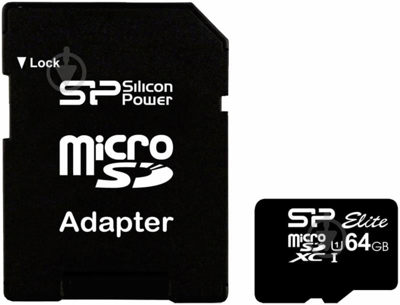 Карта памяти Silicon Power microSDXC 64GB Class 10 UHS-I Elite + SD adapter (SP064GBSTXBU1V10SP) - фото 1