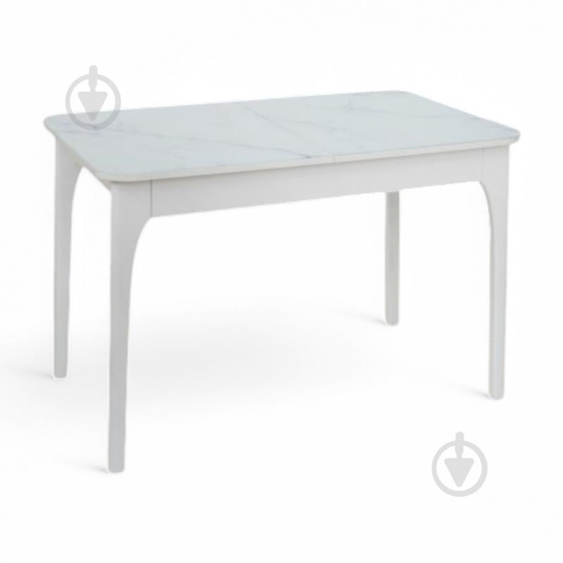 Стол обеденный Сансет 1100(1450)x700x750мм белый мрамор/белый - фото 1 Стол обеденный Сансет 1100(1450)x700x750мм белый мрамор/белый - фото 1