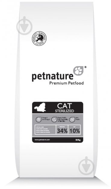 Корм сухой для стерилизованных котов PET NATURE Adult Sterilized Кирица и кукуруза 10 кг - фото 1